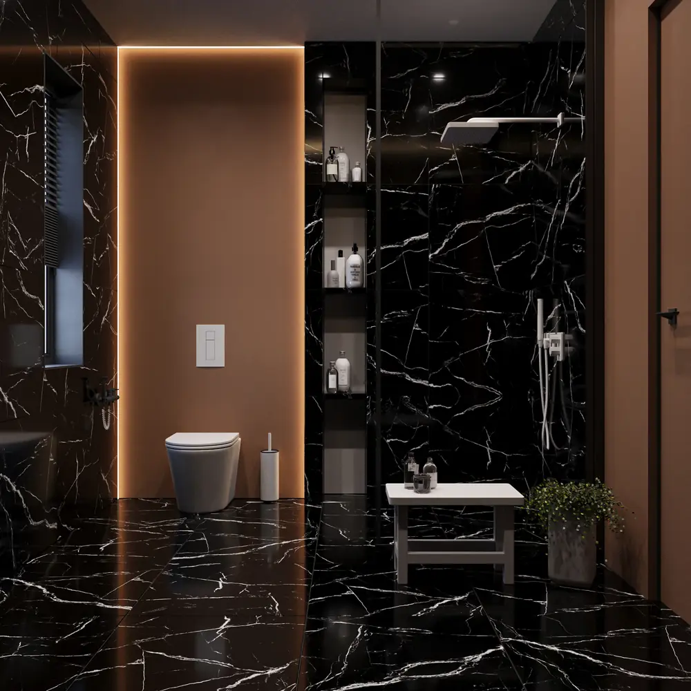Глазурованный керамогранит Ag Spinner Black 60x60 1.44 м² полированный цвет черный Santreyd ABGRES STLM-2066373 - Вид №3