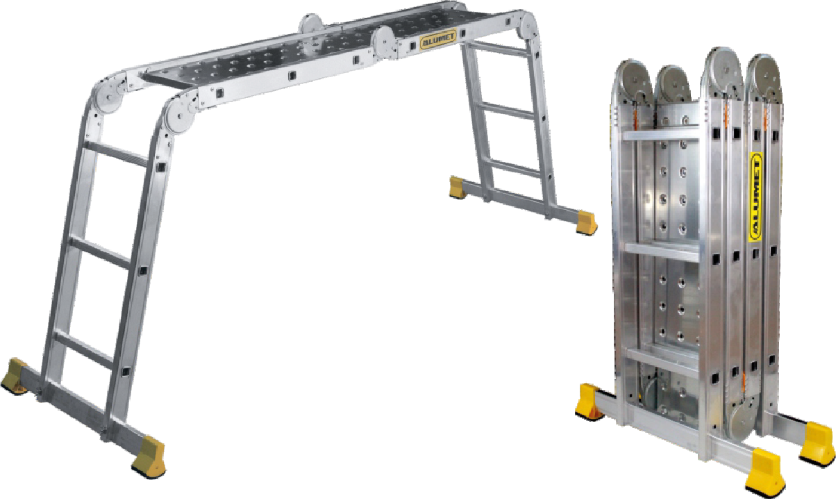 Лестница-трансформер. Профессиональная серия  4 секции по 3 ступени 4*3 + стальная платформа