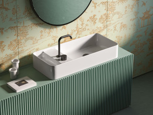 Керамическая столешница прямоугольная раковина