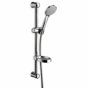 CRIPD097 Передвижная штанга 57 см с гибким шлангом LONG LIFE, многоструйным ручным душем с защитой от накипи и держателем для мыла Cristina Rubinetterie
