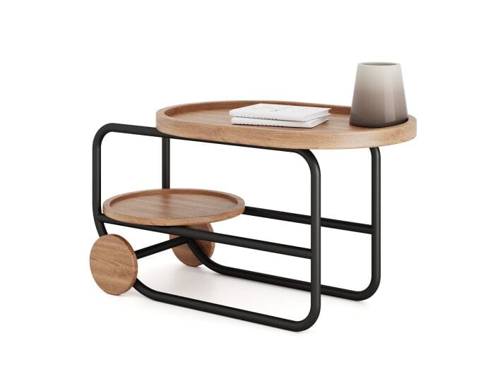 Металлический журнальный столик contract с ясенем и колесами Shishka Project One ARCH-00024403 - Вид №7