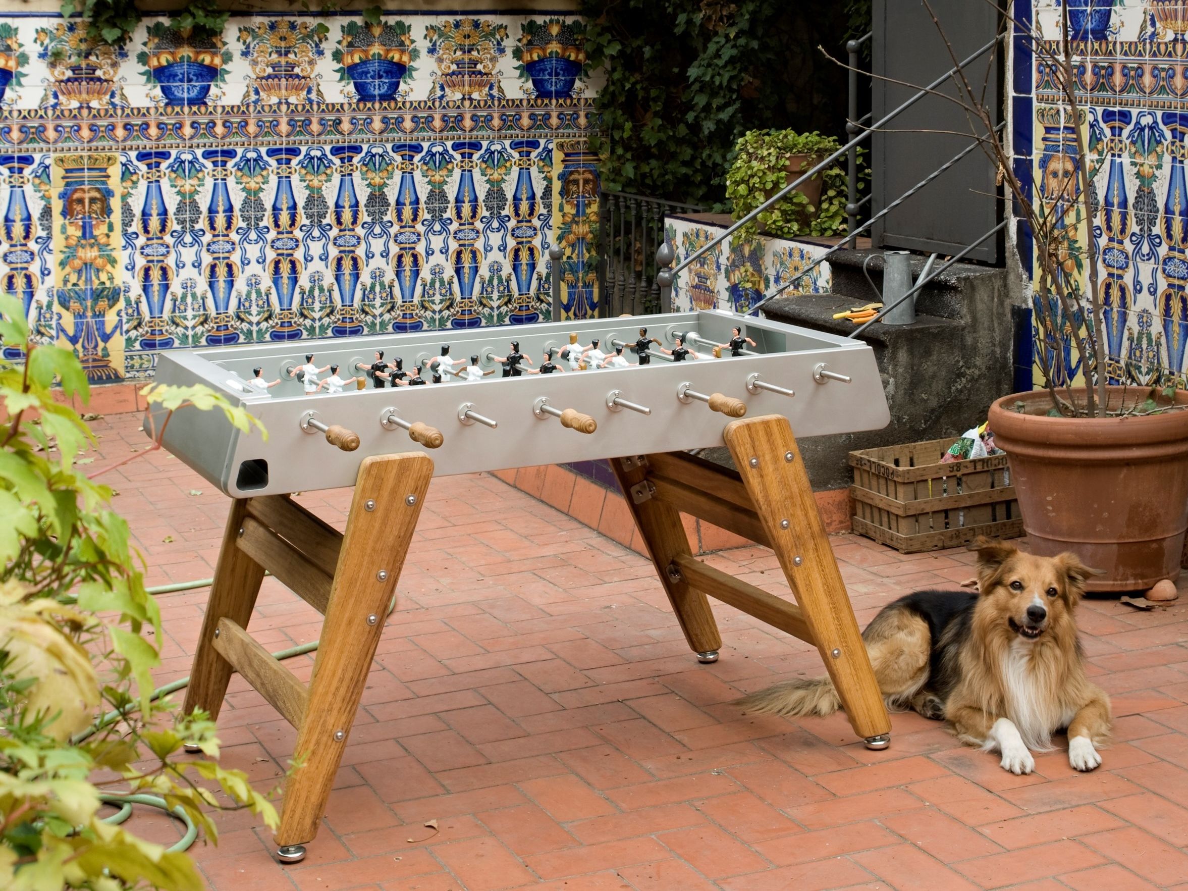 Прямоугольный стальной кальциобалилья и ножки из Ироко RS Barcelona RS3 WOOD ARCH-00003959 - Вид №5