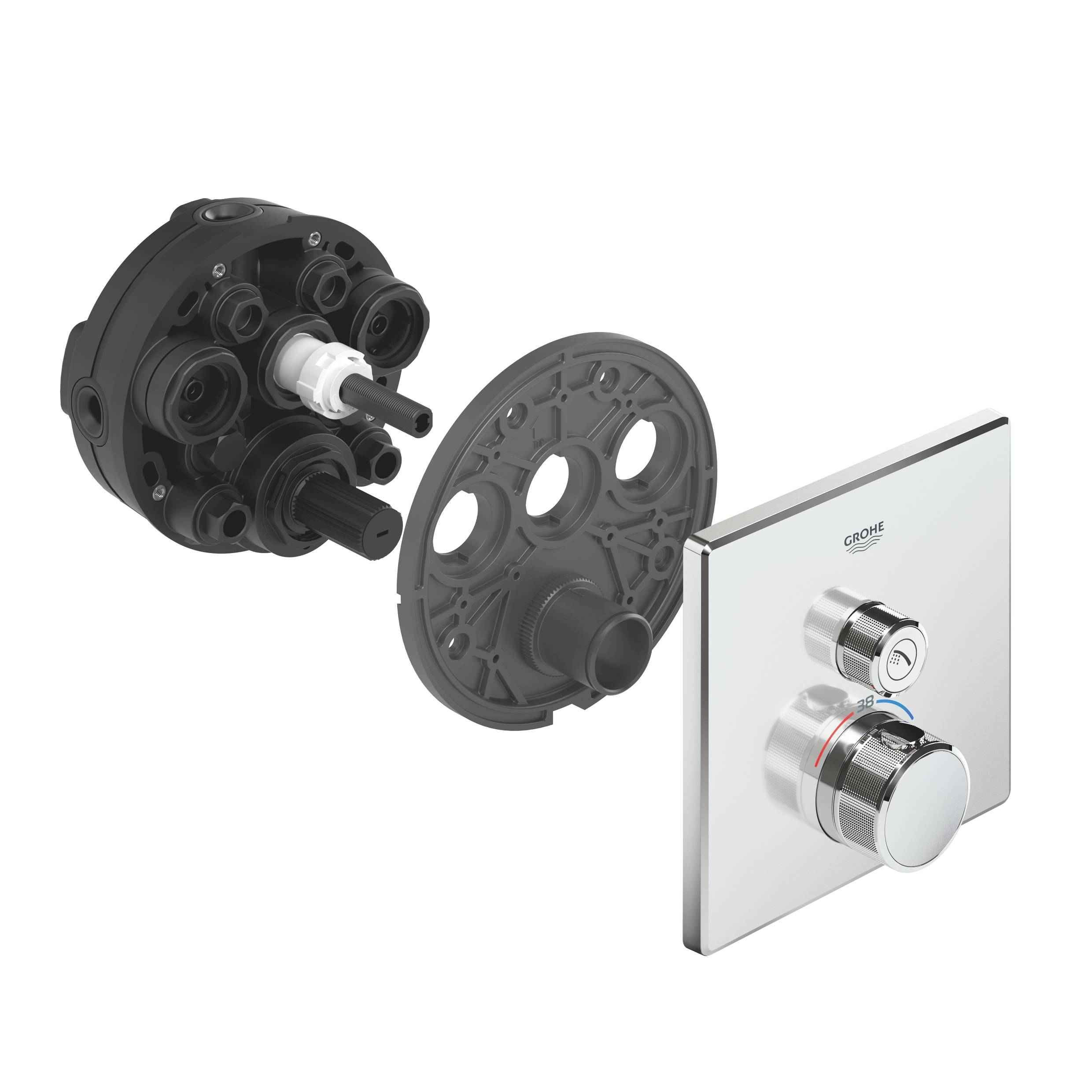 Внешняя часть термостатического смесителя на 1 выход GROHE Grohtherm SmartControl, хром (29123000) - Вид №2