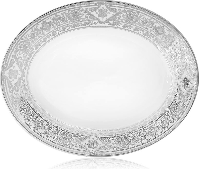 10561976 Haviland Блюдо овальное 23,5см "Матиньон" (белый, платиновый декор) Фарфор 
