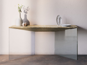 Прямоугольная консоль из травертина Раполано и стекла