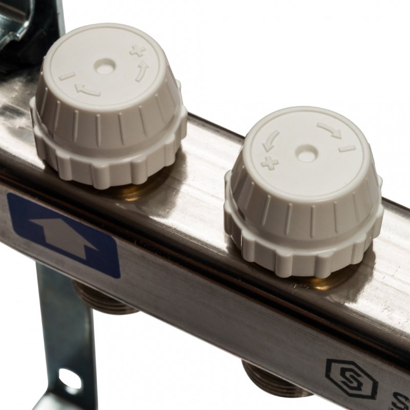 Распределительный коллектор из нерж. стали STOUT в сборе 3/4" х 1/4" х 5 выходов без расходомеров SMS0912000005 - Вид №2