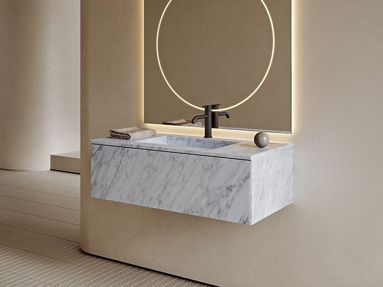 Мраморный подвесной умывальник со встроенной раковиной Inbani слой ARCH-00130412 - Вид №1