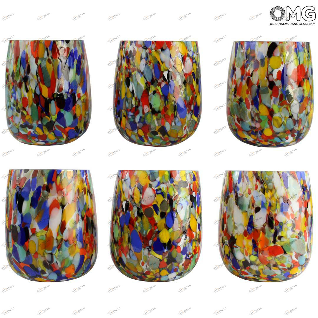 2939 ORIGINALMURANOGLASS Набор из 6 стаканов - карнавал - Original Murano Glass OMG 7 см 