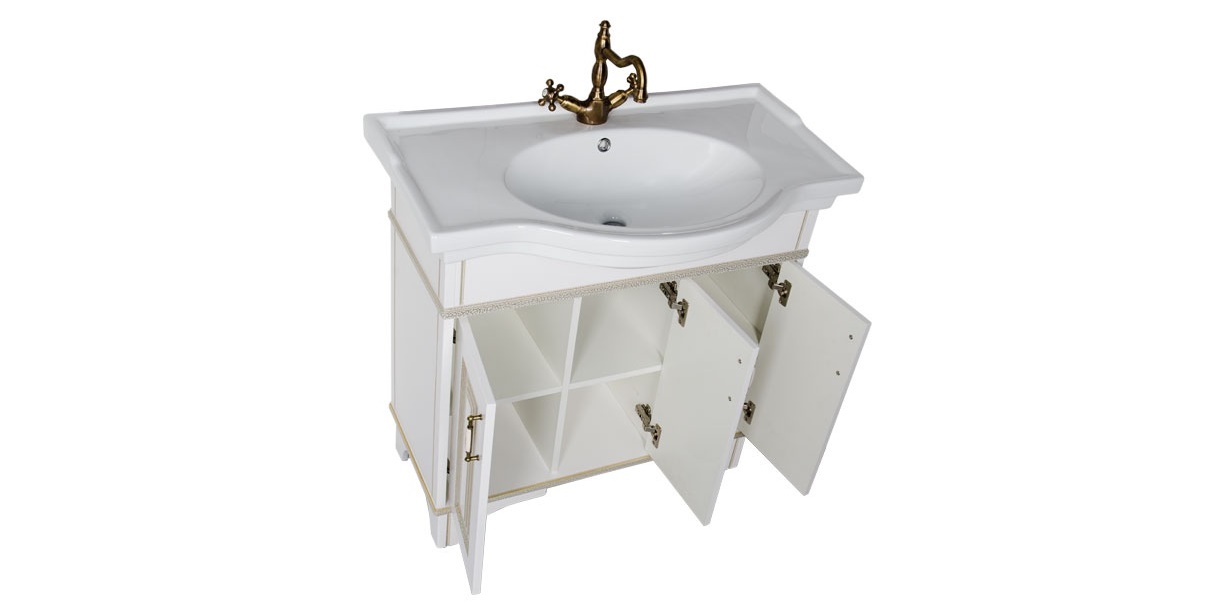 Комплект мебели Aquanet Валенса 90 белый краколет/золото 00182822 - Вид №4