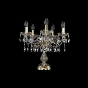 Лампа настольная хрустальная на 5 ламп 39х44 см прозрачно-золотая Bohemia Ivele 1413L/5/141-39/G BOHEMIA IVELE ПОДСВЕЧНИК 00-3889190 Золото;прозрачный