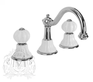 Cмеситель MIGLIORE Olivia ML.OLV-5812BI.CR для раковины, хром, ручки белая керамика