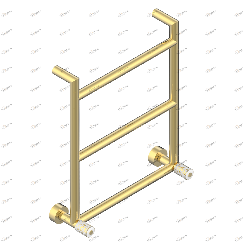 G2N-TWR3H2 Полотенцесушитель Современный круглый, 3 перекладины, 533 мм x 617 мм, водяной, с 2 декоративными крестовыми рукоятками Thg-paris Froufrou Золото G2N-TWR3H2 CAT.F