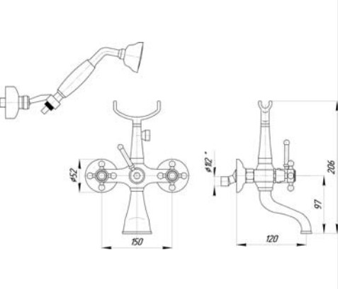Смеситель MIGLIORE Lady ML.LAD-902.CRDO для ванны/душа - хром/золото  - Вид №4