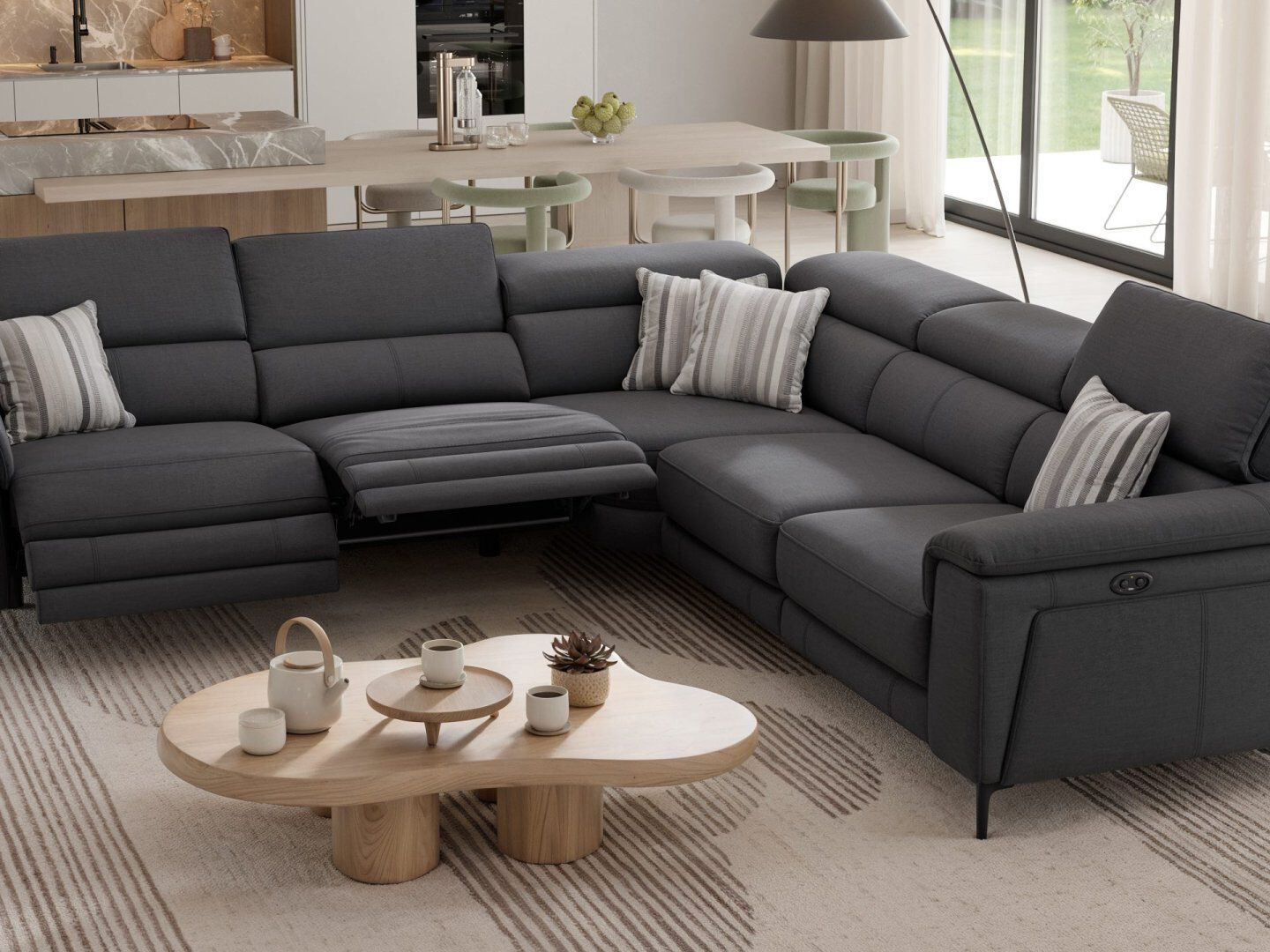 Угловой диван из ткани Sofanella морской ARCH-00100468 - Вид №1