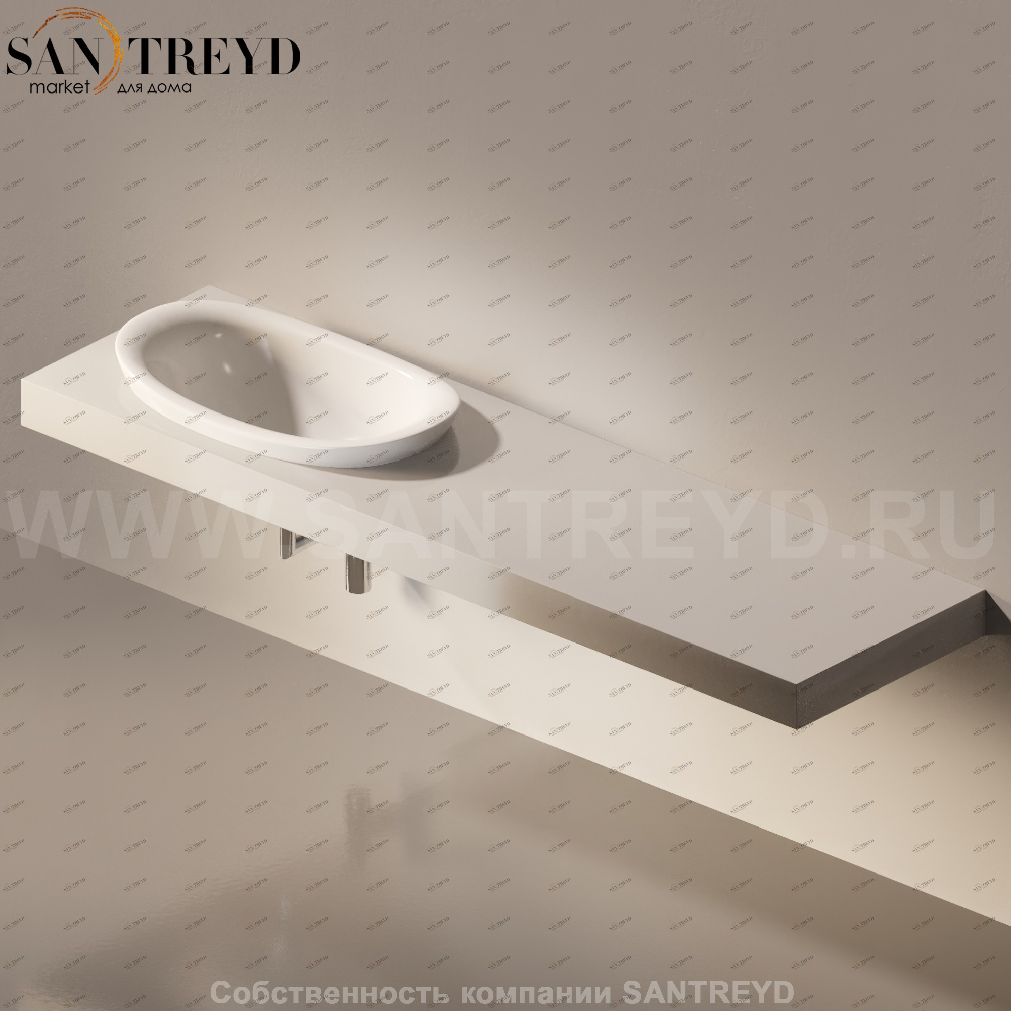 Flaminia IO e SI Столешница с отверстием под раковину от 100 до 250 см серая IO75M4.7047 Ceramica Flaminia IO75M47047