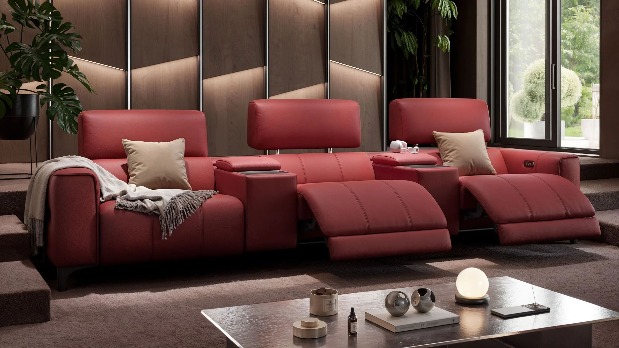 3 местный домашний кинотеатр кожаный диван Sofanella Nanto Kino ARCH-00024790 - Вид №1