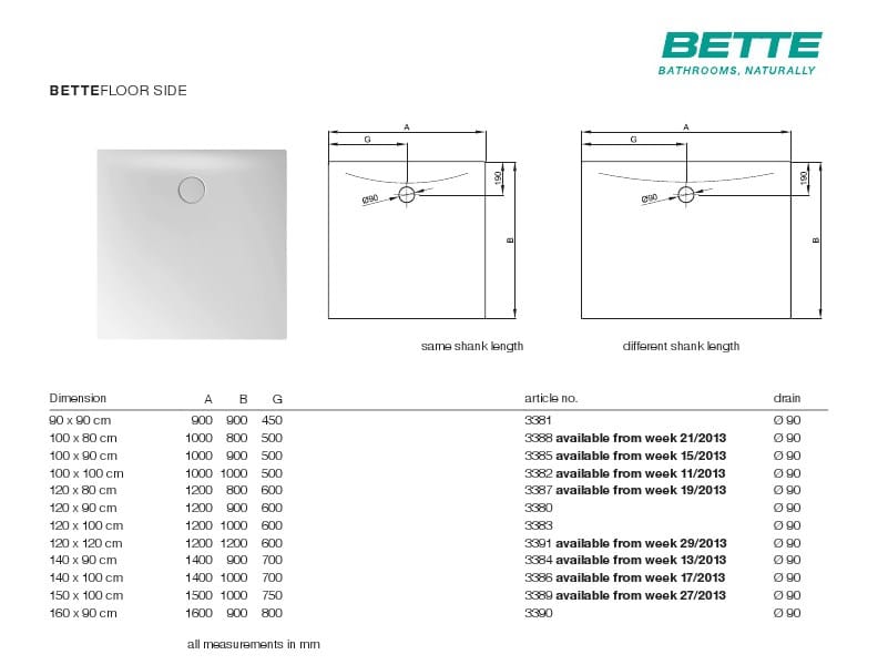 Эмалированная стальная квадратная напольная проволока для душа Bette BETTEFLOOR ARCH-00144190 - Вид №10