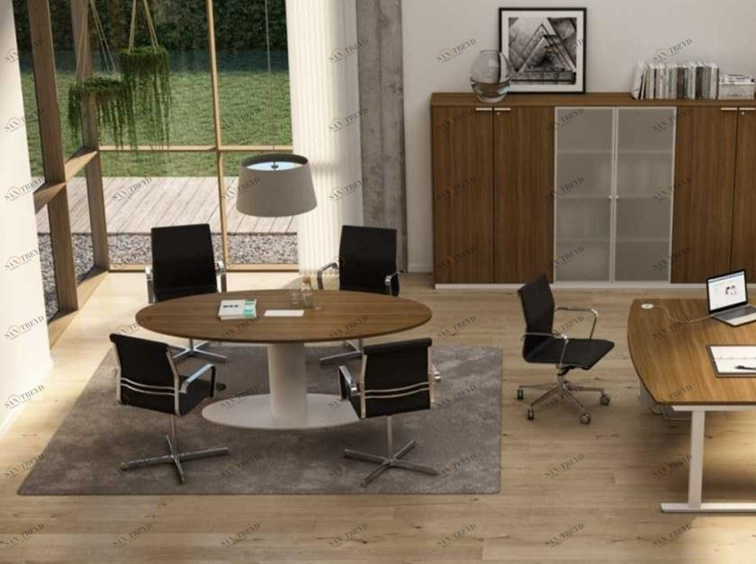 Bralco Овальный стол для совещаний из меламина с системой управления кабелями Winglet sun-id-1487581