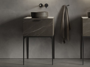 Мраморный одиночный напольный умывальник с ящиками