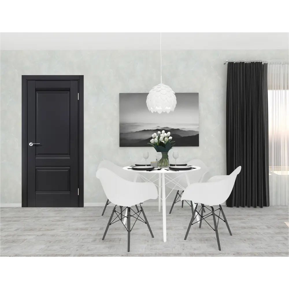 Комплект двери Классико-42 глухая 90x200 см Hardflex черный с добором 100 мм 89430437 STLM-2202075 PORTIKA  - Вид №1