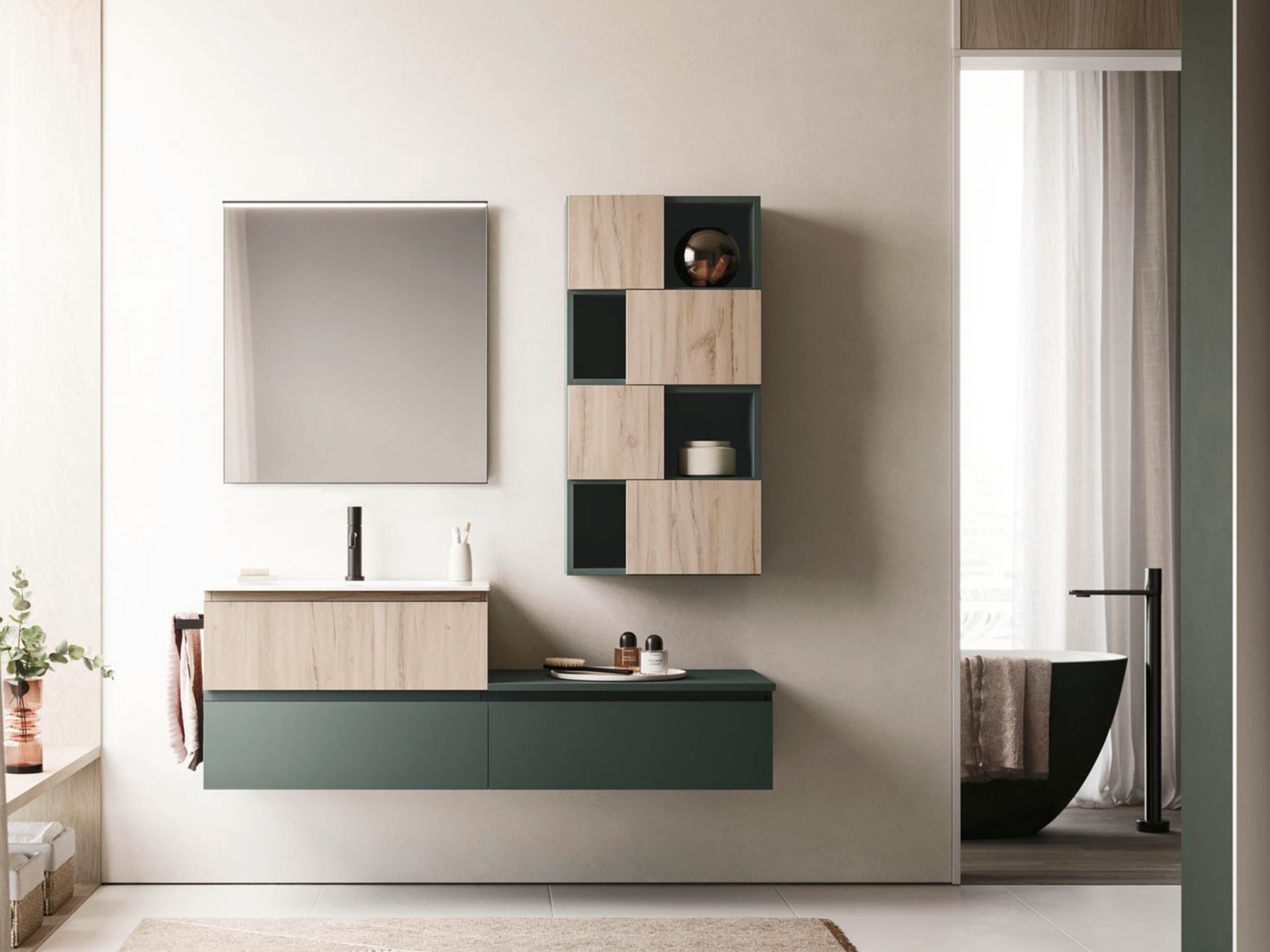 Подвесной шкаф для умывальника со встроенной раковиной Arbi Arredobagno HO.ME PLUS 45° C 29 ARCH-00103145