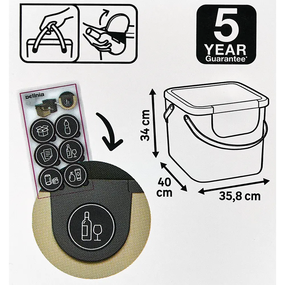 Контейнер для сортировки отходов DELINIA 40 л серый 85310145 STLM-0867729 - Вид №8