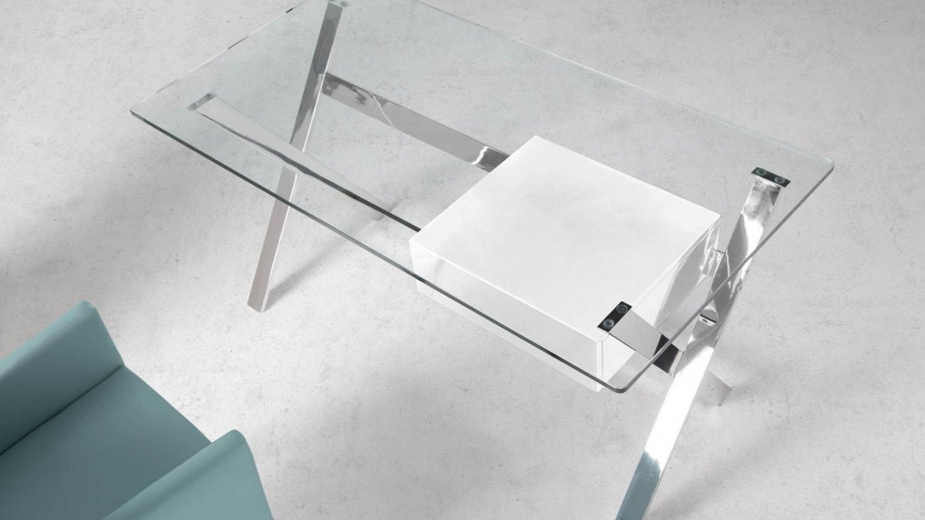 Письменный стол с ящиком стеклянный Angel Cerda от Angel Cerda ANGEL CERDA  147522 Прозрачный;хром  - Вид №2