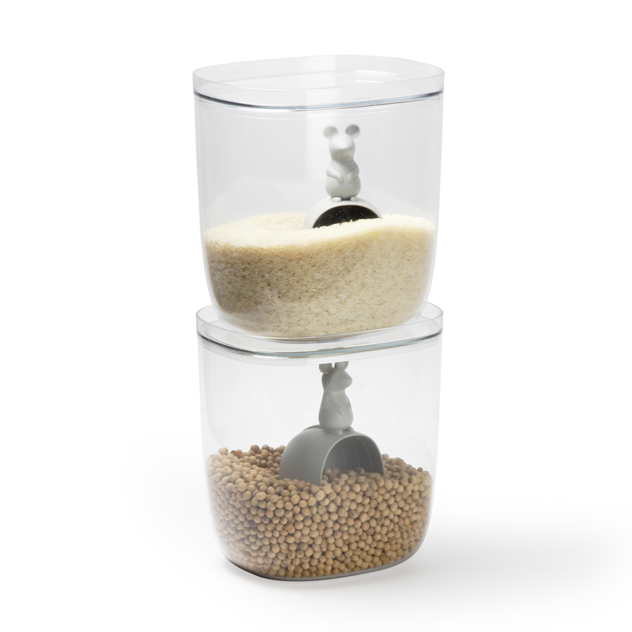 QL10326-CL-GY Контейнер с мерной ложкой lucky mouse 3,5 л Qualy  - Вид №5