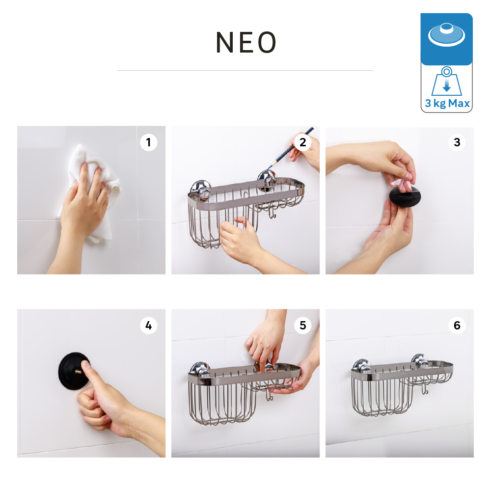 82667511 Полка с мыльницей на присосках цвет хром Neo STLM-0033378 SENSEA  - Вид №5