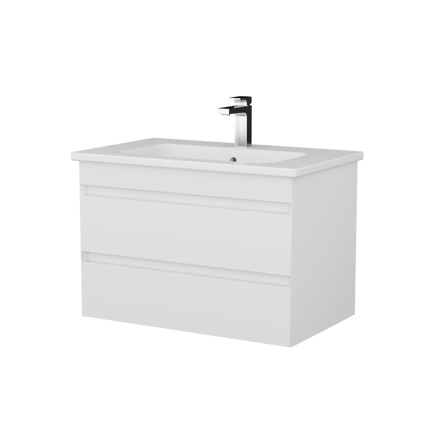 Тумба MAJESTY, 80 см, подвесная, 2 ящика, белый глянец DREJA 83741 - Вид №1