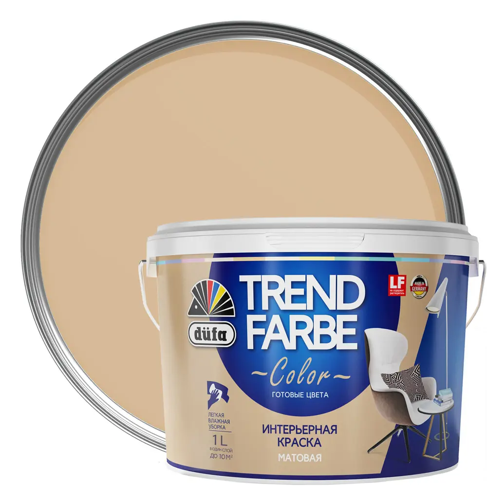 Краска для стен и потолков Trend Farbe цвет Очищенный миндаль 1 л 81970716 STLM-2033212 Dufa 