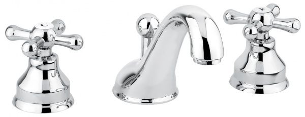 12033CO Смеситель Deco Classic с донным клапаном для раковины на 3 отверстия, цвет хром-золото EMMEVI Decò classic