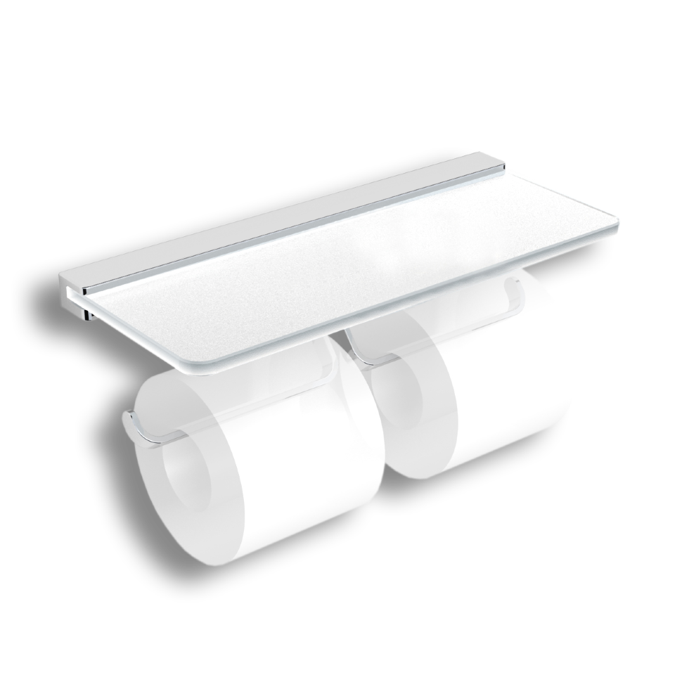 32042B Бумагодержатель двойной подвесной с полкой цвет хром LANGBERGER MELVIN