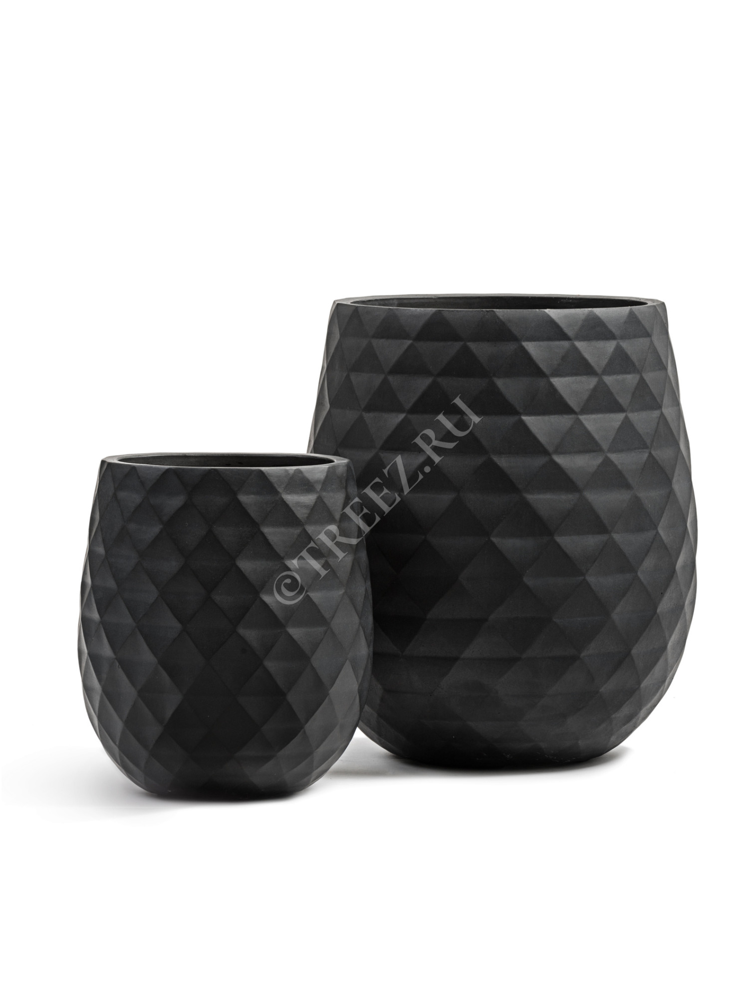 41.1020-0034-BLCK-44 Кашпо  ERGO - серия Diamond - Округлая чаша - Антрацит Цветочная коллекция 