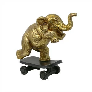 Статуэтка 13х29 см золотая "Слон на скейте" BUREAU СЛОН, ЖИВОТНЫЕ 263047 Золото;черный