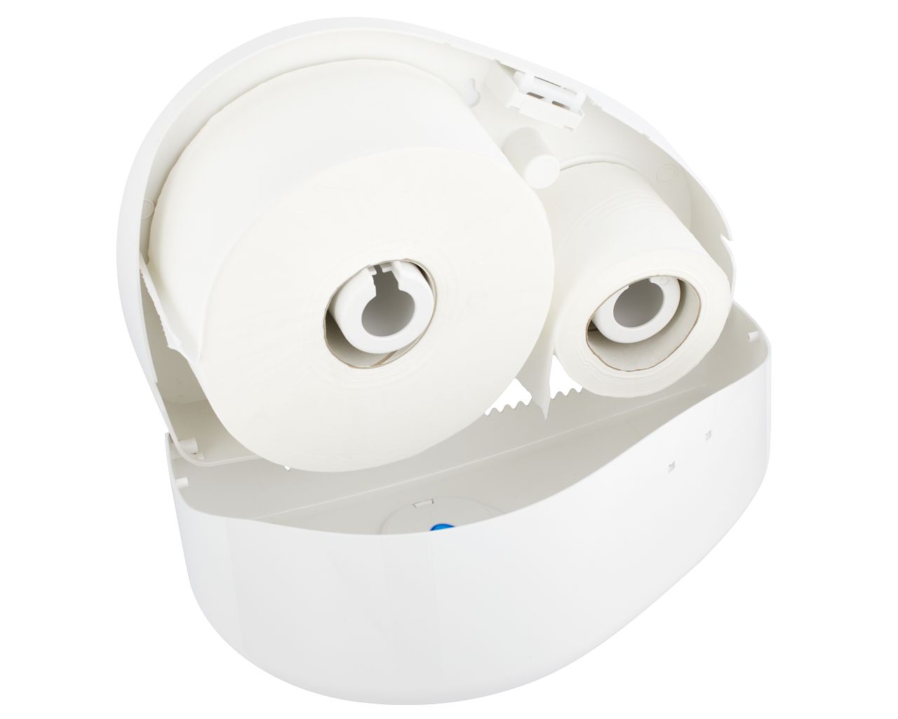 BTN202 Держатель рулона туалетной бумаги TOP DUO с держателем рулона, АБС-пластик, белый, синее окошко Merida  - Вид №2