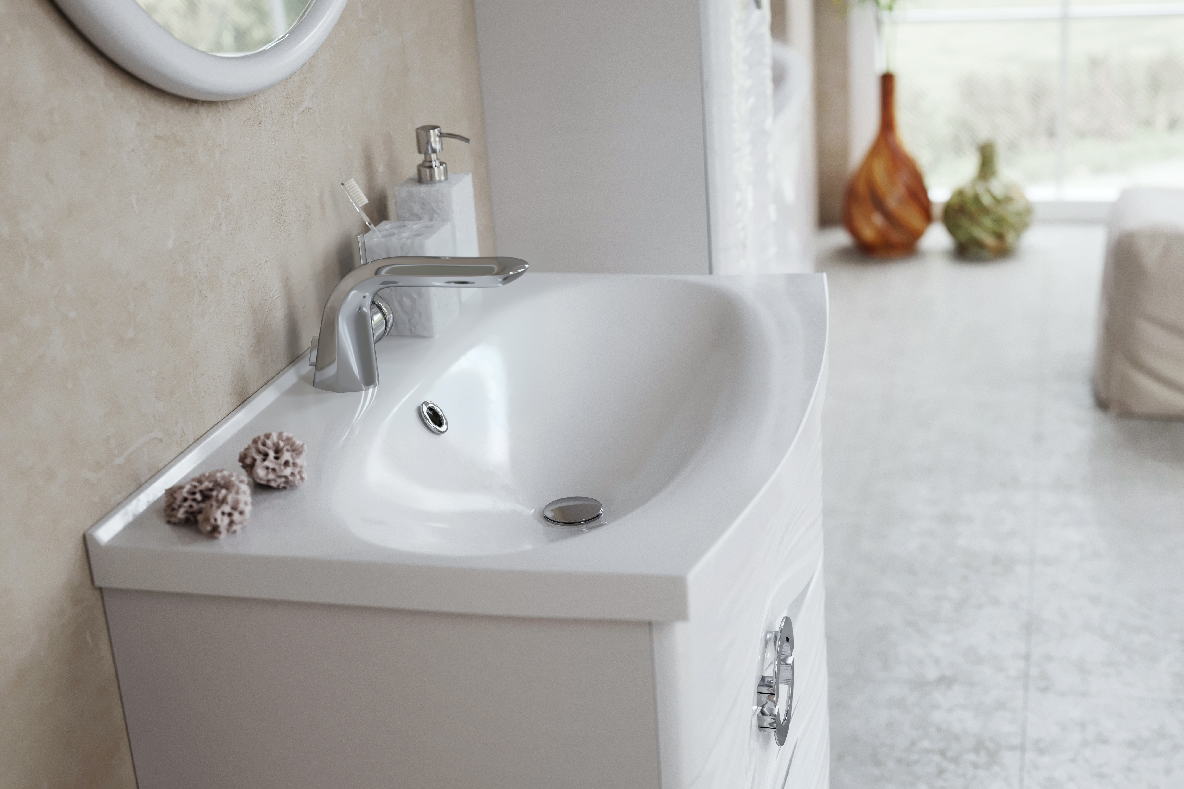 У40415 Тумба с раковиной Breeze 70, 2я, White 1 Marka Breeze - Вид №2