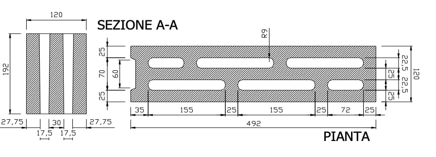 Многокамерный бетонный вибро-сжатый блок для каменной кладки Gallotta однокамерный ARCH-00058965 - Вид №2