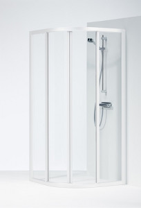 608581 IFO Душевая кабина круглая из кварца SVR VK, белые лакированные профили, прозрачное стекло, SVP NK 900 x 700