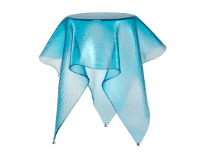 Круглый журнальный столик из изогнутого стекла