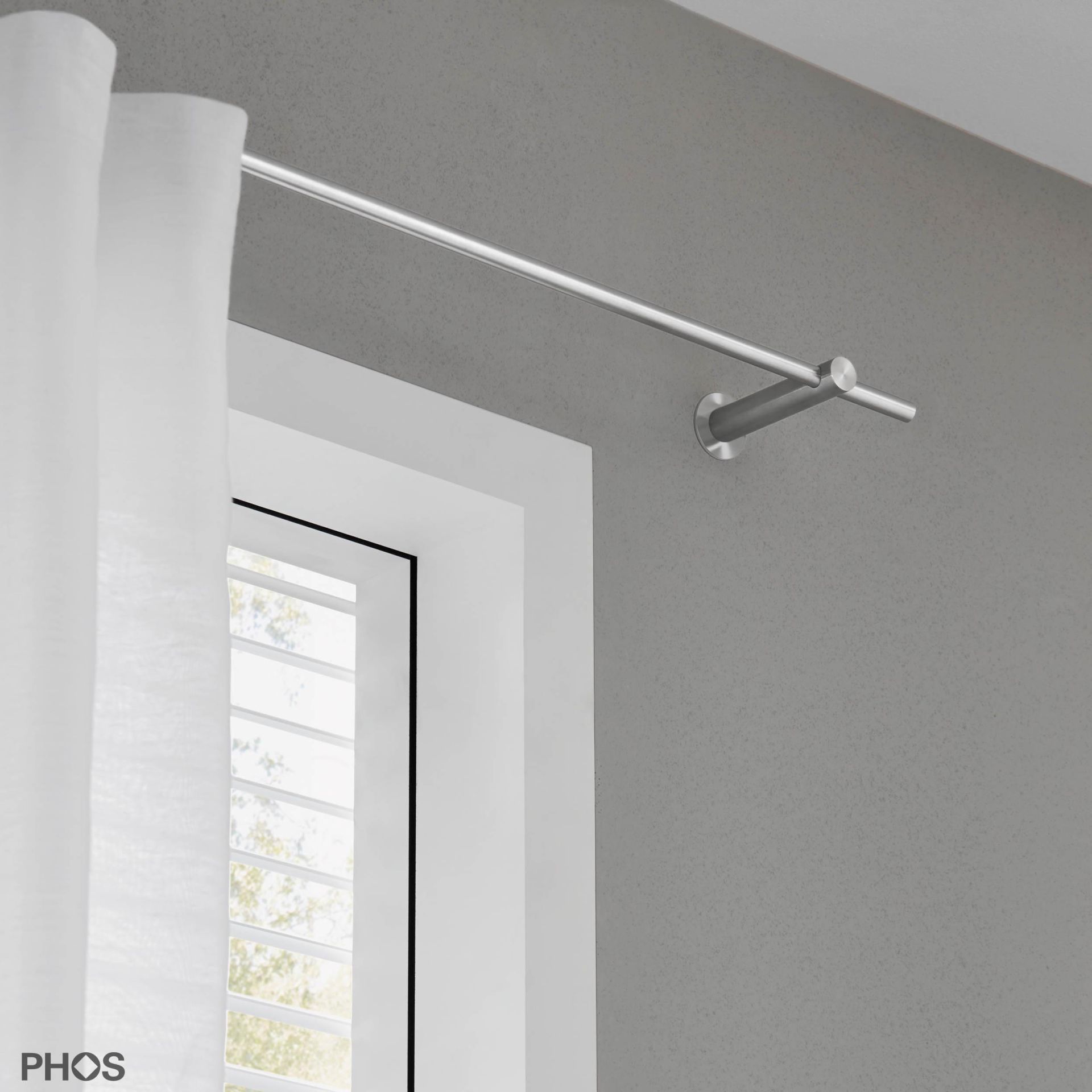 VS20-100-3400 Комплект карнизов: 340 см с 2 держателями и 1 держателем карниза в качестве центральной опоры (среднее расстояние от стены) PHOS  - Вид №1