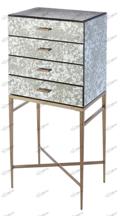 Комод высокий с 4 ящиками серый с золотом Dallin PUSHA ДИЗАЙНЕРСКИЕ, PUSHA 060918 Серый 