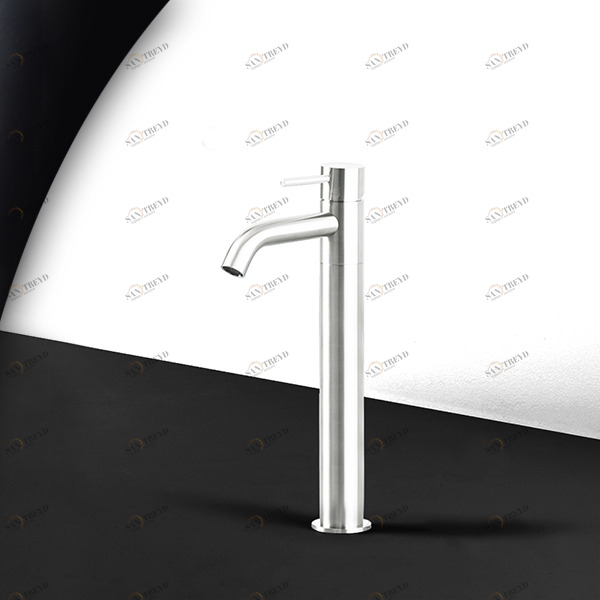 Смеситель для раковины сталь глянцевая с белой ручкой Toki Radomonte TKS3LCIL11