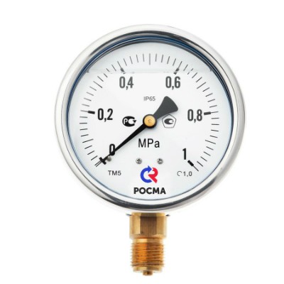 TM-520P.0416 Манометр TM520P из нержавеющей стали с нижним подключением Valtec 1/2", 0-16 бар 