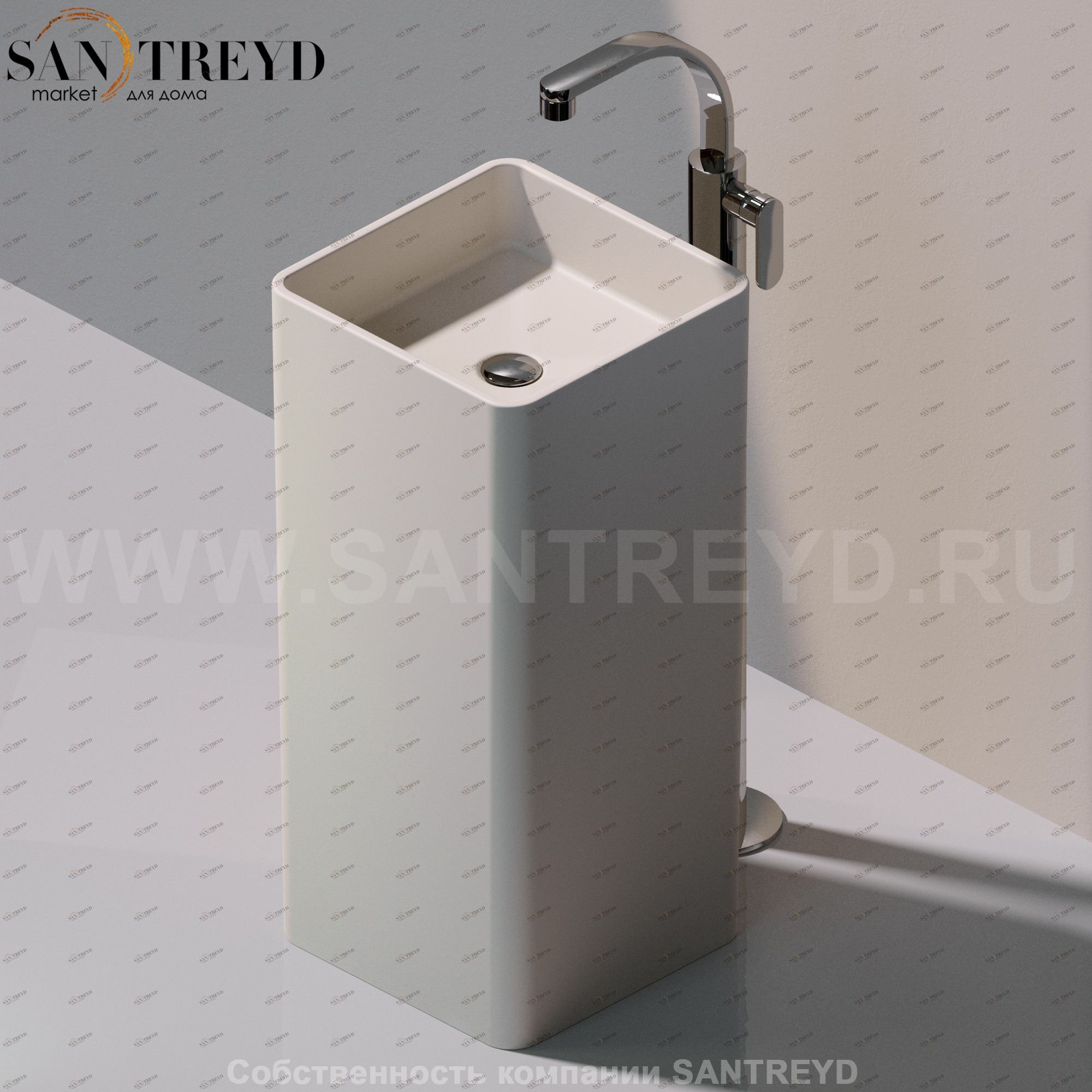 MW40C9003 Напольная раковина стоящая квадратная Ceramica Flaminia Mono