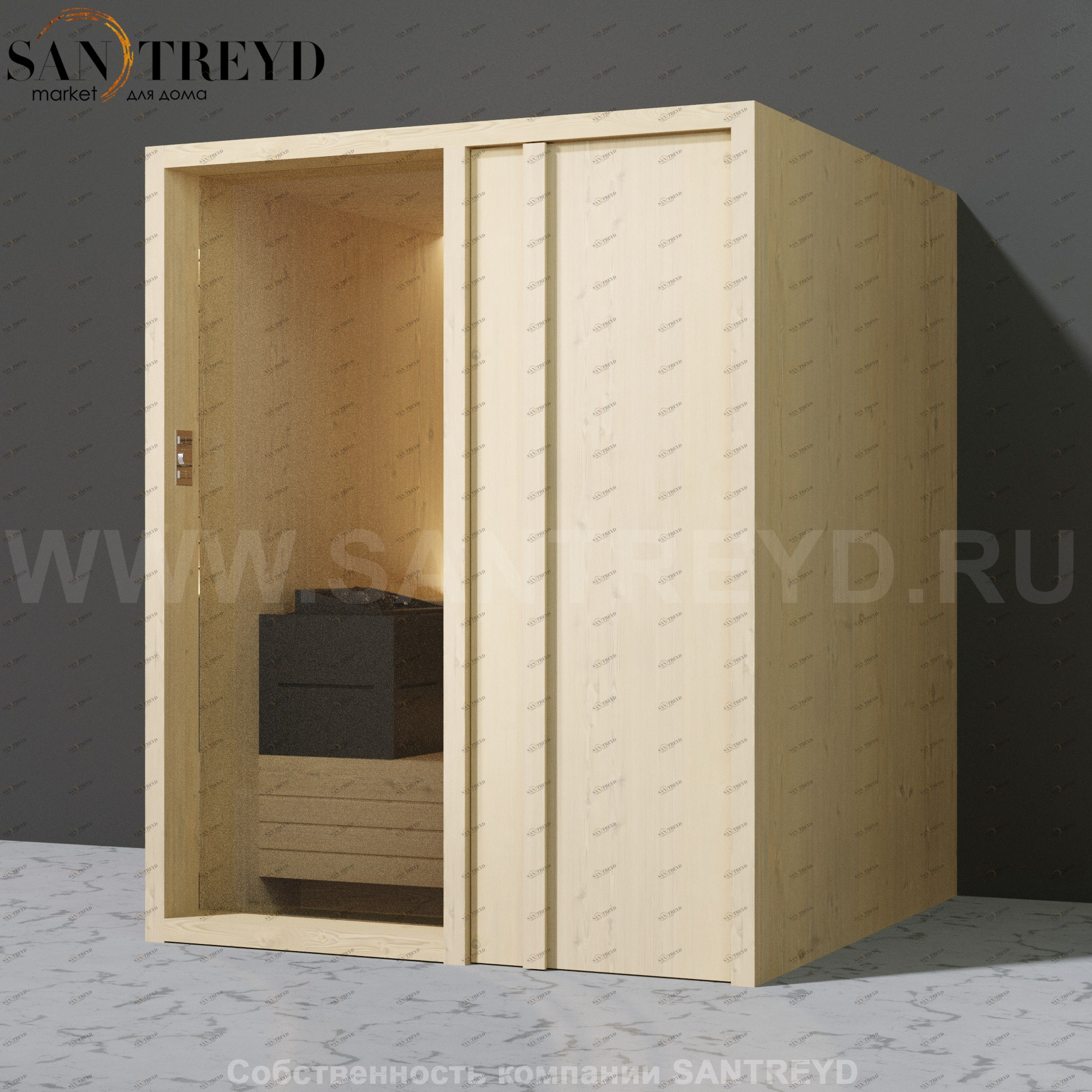 Effegibi YOKU.D60 SA.70200015 Сауна с правой дверью. Мощность: 6 кВт макс. Размеры: длина 174 см, ширина 170 см. Отделка: осина термообработанная SA70200015