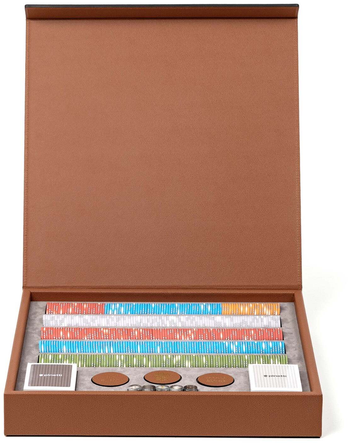 Набор для игры в покер - 42X42XH6 см / тканая кожа_светло-серый