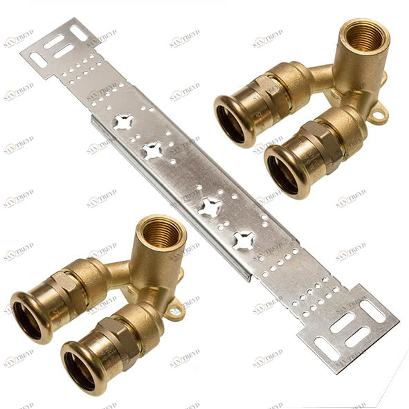 18981G151222 SANHA 8981G монтажный набор, двойная водорозетка ВР 15x1/2x22 мм 