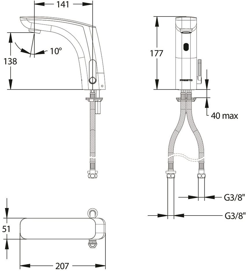 Бесконтактный смеситель Presto NOVA 55385 для раковины 55385.0 - Вид №1