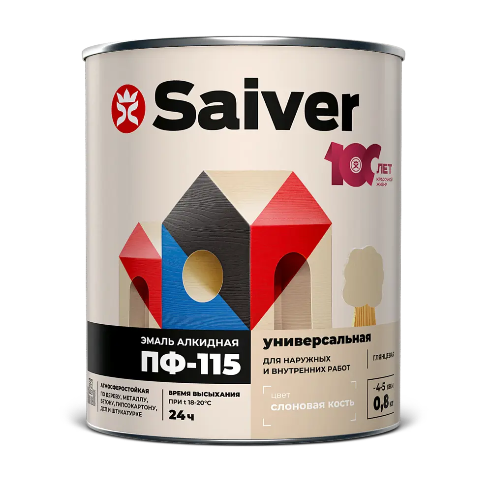 Эмаль ПФ-115 Saiver Lux глянцевая цвет слоновая кость 0.8 кг 83402311 STLM-2072216  - Вид №1